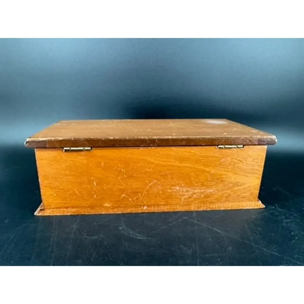 Vintage Price Imports Wood Jewelry Box Mirror Yellow Velvet Apothecary 1970s
